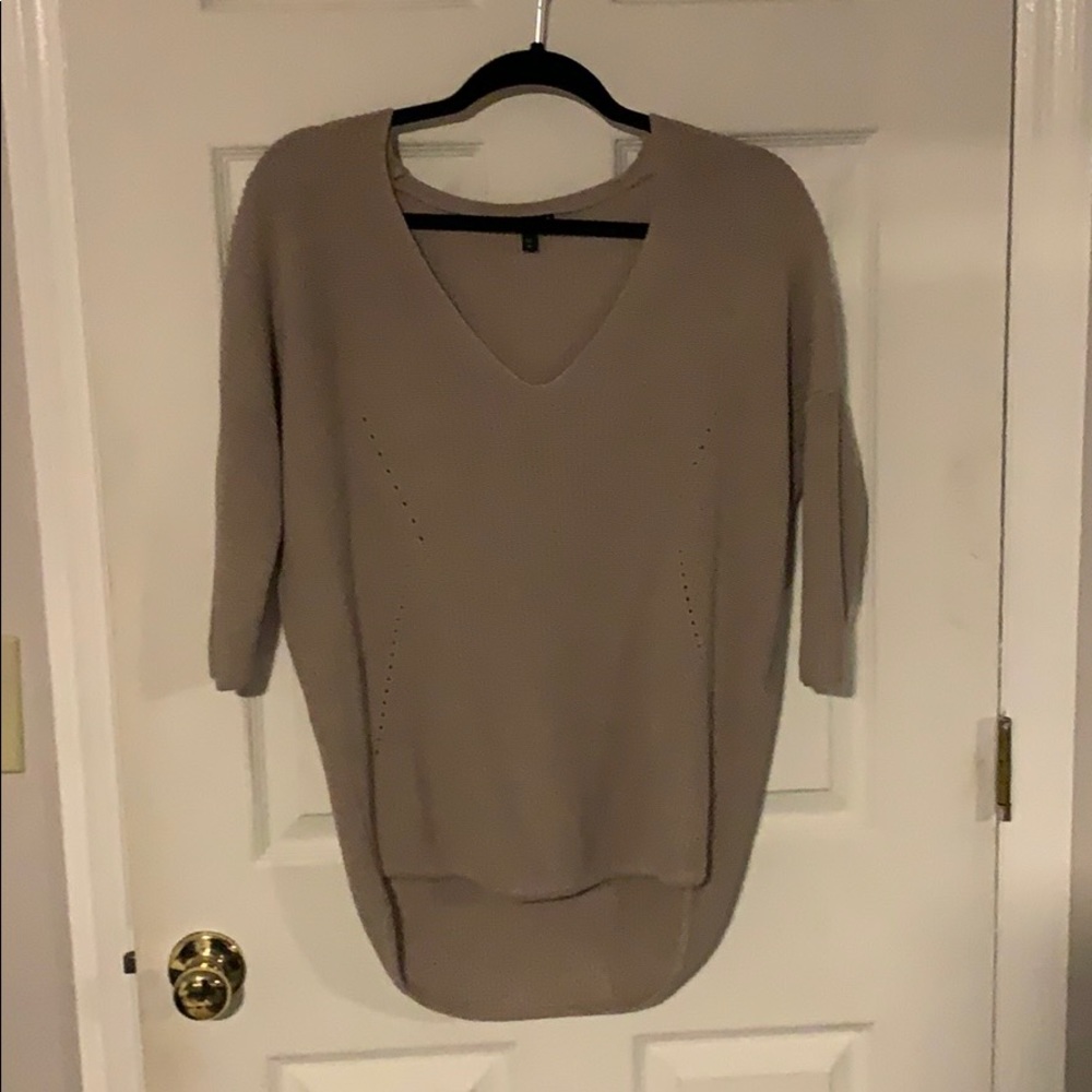 Tan express sweater 3quarter sleeve,like new small